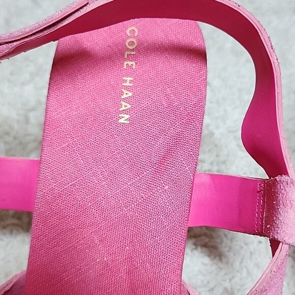 COLE HAAN CRYSTAL WEDGE SANDAL 7MM NEON FUSIA LEATHER ESPADRILLES LADIES 11 NWOB - Picture 7 of 16